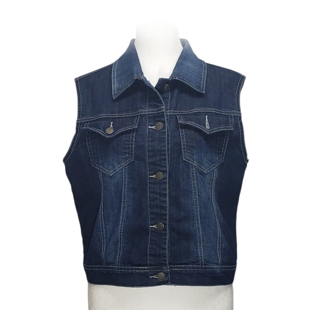 Rue21 Cropped Denim Vest Juniors Large Blue Y2K Revival Festival Core